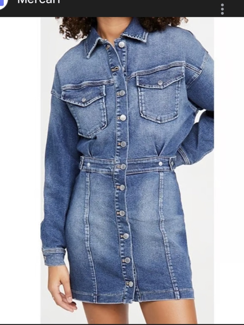 Good American Shaped Denim mini tailored long-sleeve shirt dress 3/-10/12
